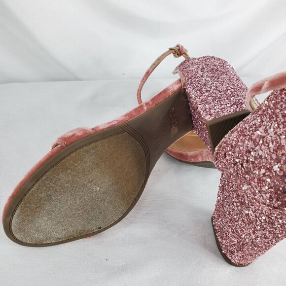 Guess Women's Pink Ankle Strap Sandals BamBam Glitter Open Toe Size 8M - Picture 10 of 11